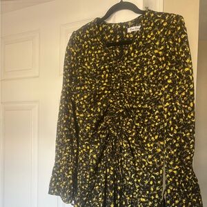 Diane Von Furstenberg Black and Yellow Patterned Dress